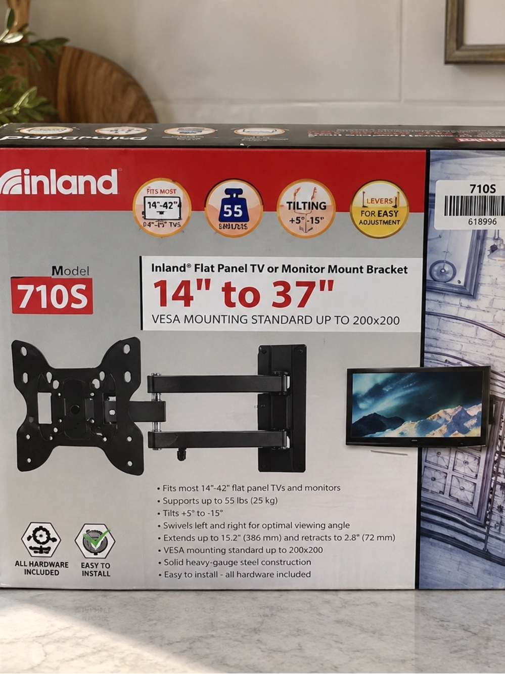 14" to 37" Flat Panel TV & Monitor Mount Bracket - Black